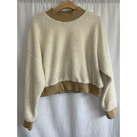 Fabletics Tops - Fabletics Womens Malia Polar Sherpa Fleece Pullover Size Large Ivory Dolman Mock